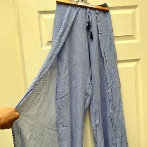 Faithfull the brand blue and white striped split leg montero pants size XS